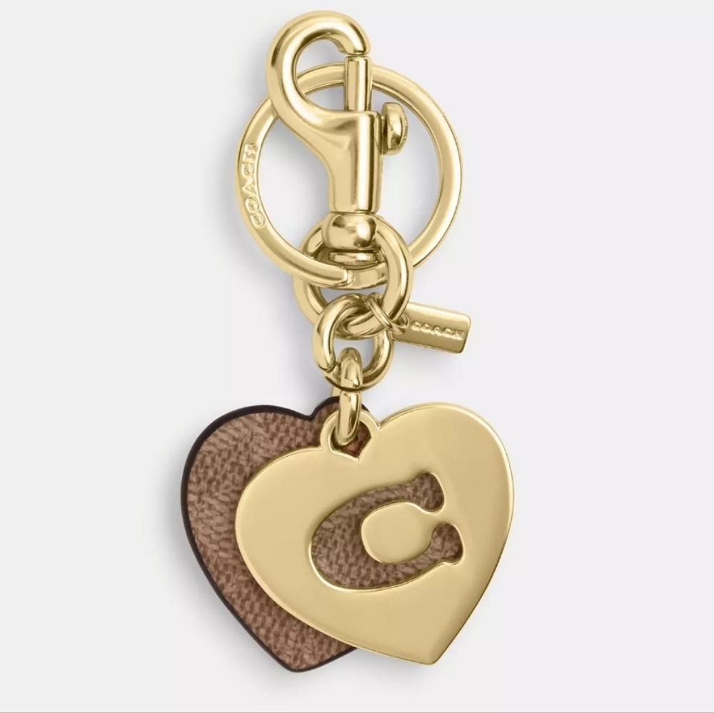 Coach Gold and Brown Heart Key Ring